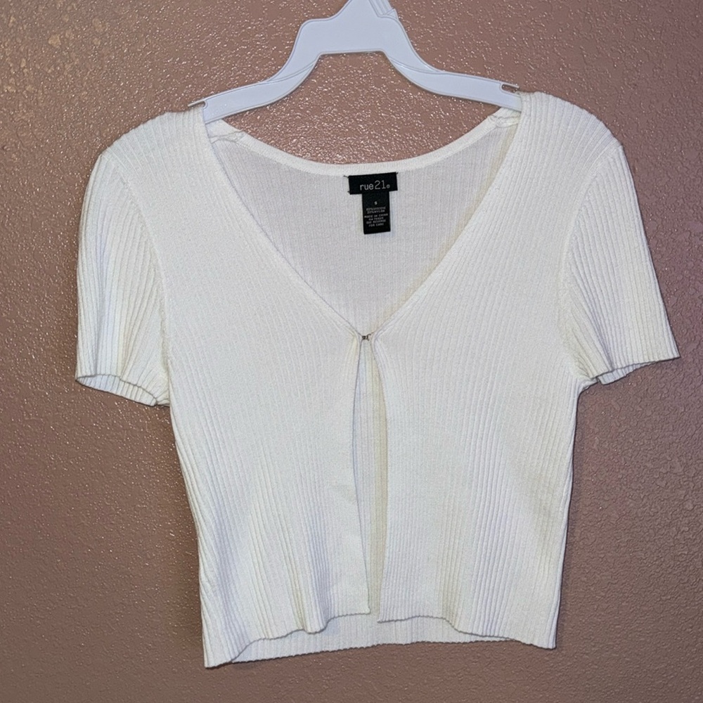 White cropped cardigan